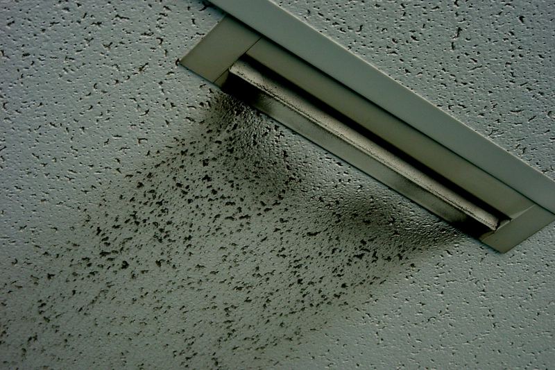 Dépôt de poussières grasses et noires, bâtiment de centre ville situé près d'une importante gare et d'un réseau de voies ferrées.